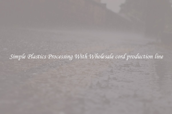 Simple Plastics Processing With Wholesale cord production line