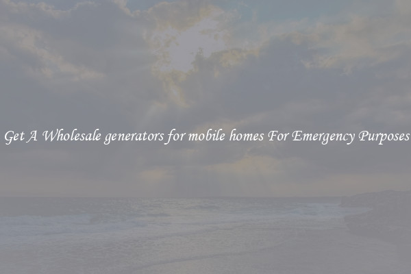 Get A Wholesale generators for mobile homes For Emergency Purposes